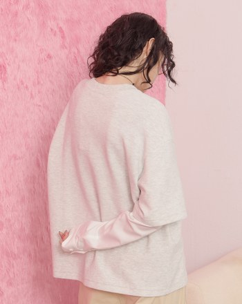 植絨印花假兩件襯衫T恤(兩色)