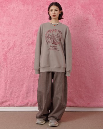 奶奶與狗狗們的下午茶後打褶大學T(兩色)