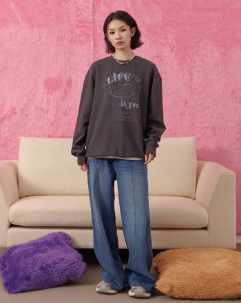 奶奶與狗狗們的下午茶後打褶大學T(兩色)