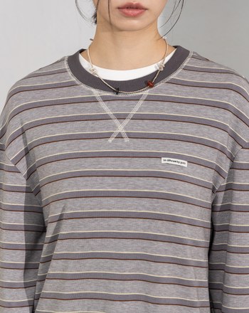 天絲條紋落肩長袖T恤(兩色)