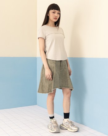 打褶設計合肩涼感T恤(兩色)