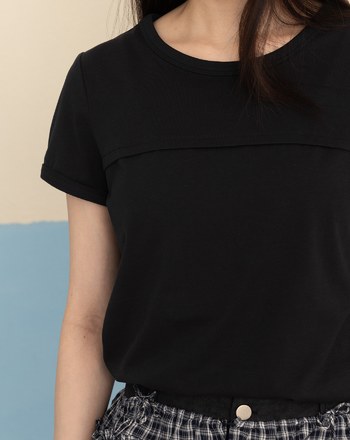 打褶設計合肩涼感T恤(兩色)
