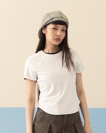 涼感天絲圓弧下擺合身T恤(兩色)