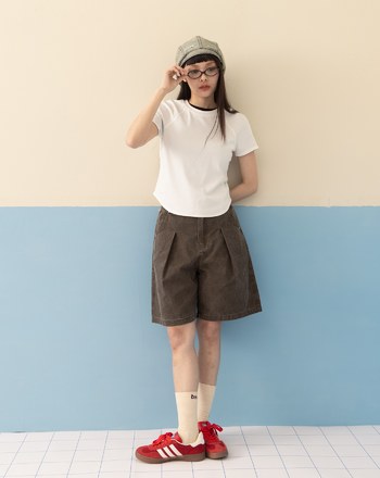 涼感天絲圓弧下擺合身T恤(兩色)