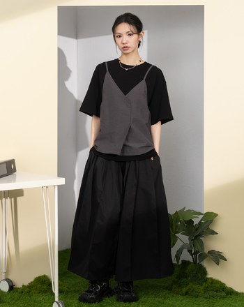 不對稱背心兩件式T恤(兩色)