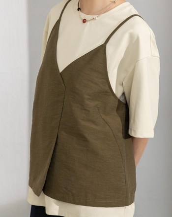 不對稱背心兩件式T恤(兩色)