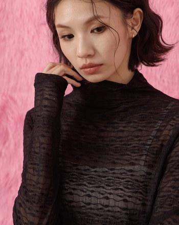 透膚蕾絲内搭長袖上衣(兩色)