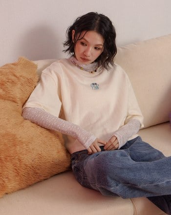 透膚蕾絲内搭長袖上衣(兩色)