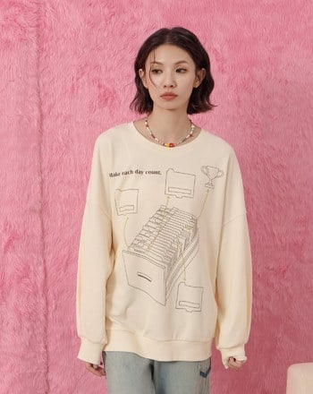 ➤收納印花空氣棉大學T(兩色)