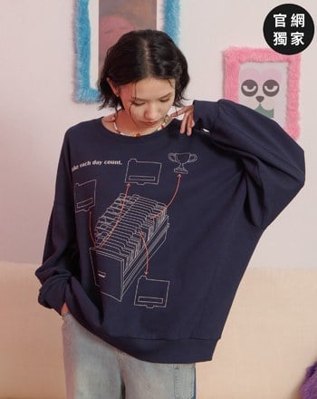 ➤收納印花空氣棉大學T(兩色)