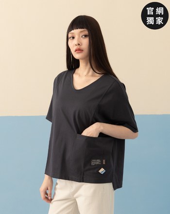 ➤口袋V領連袖涼感T恤(兩色)