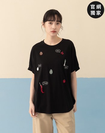 ➤蔬果對話圓弧下擺連袖T恤(兩色)