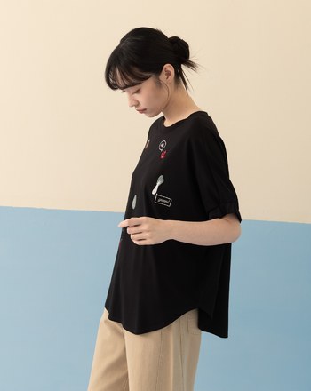 ➤蔬果對話圓弧下擺連袖T恤(兩色)