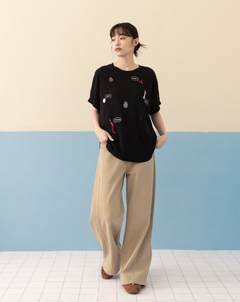 ➤蔬果對話圓弧下擺連袖T恤(兩色)