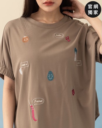 ➤蔬果對話圓弧下擺連袖T恤(兩色)