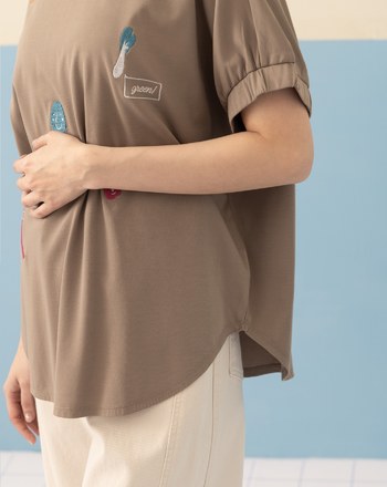 ➤蔬果對話圓弧下擺連袖T恤(兩色)