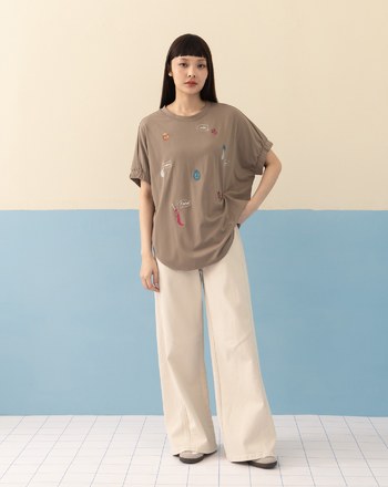 ➤蔬果對話圓弧下擺連袖T恤(兩色)