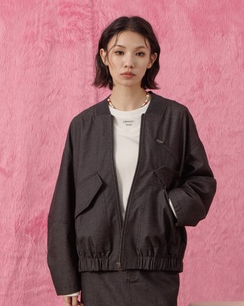 V領抽皺率性飛行夾克(兩色)