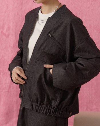 V領抽皺率性飛行夾克(兩色)