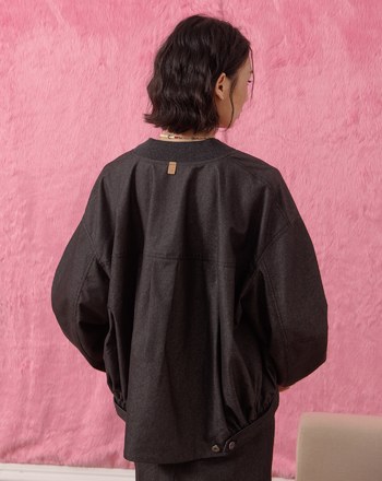 V領抽皺率性飛行夾克(兩色)