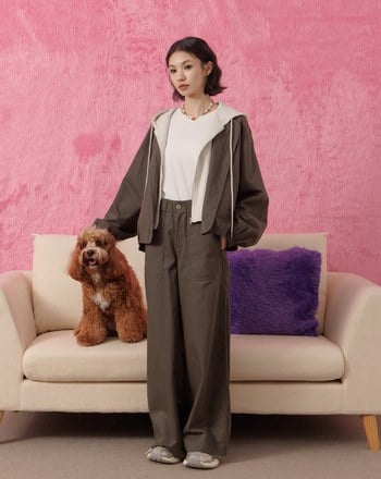 天絲撞色假兩件連帽外套(兩色)