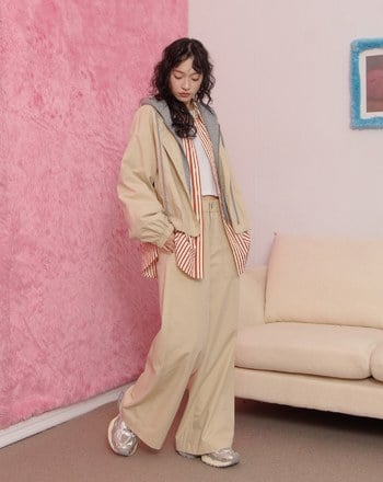 天絲撞色假兩件連帽外套(兩色)