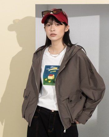 大口袋花苞造型連帽外套(兩色)