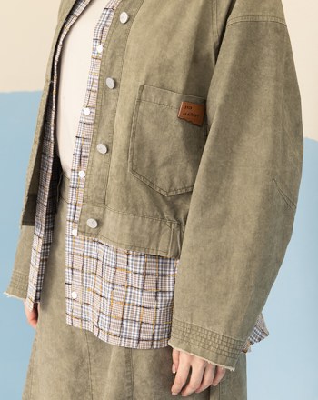 水洗鬚邊蓬蓬下擺外套(兩色)