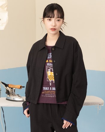 織紋立體袖繭型外套(兩色)