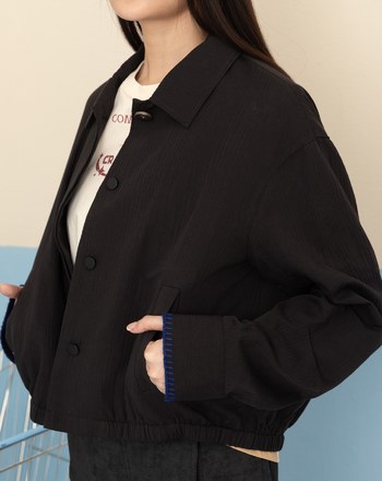 織紋立體袖繭型外套(兩色)