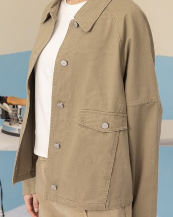 純棉配色壓線剪接外套