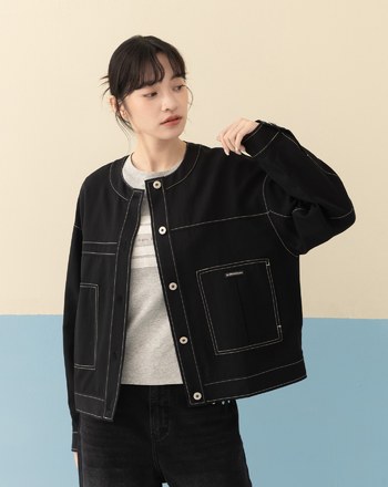 天絲造型褶子口袋外套(兩色)