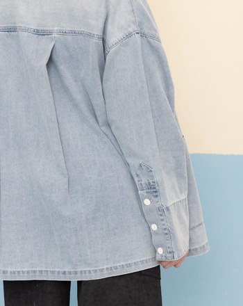 造型袖口刷色牛仔襯衫外套(兩色)