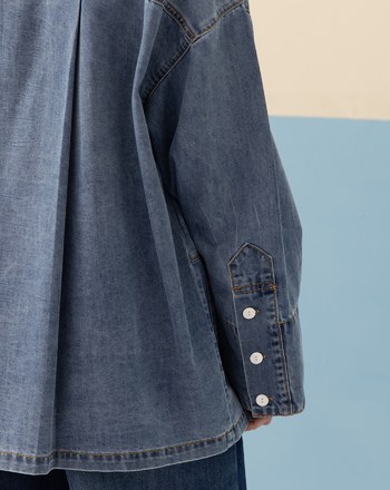 造型袖口刷色牛仔襯衫外套(兩色)