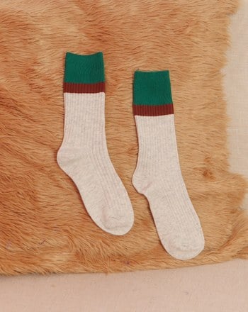 撞色羅紋長襪(三色)