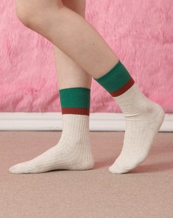 撞色羅紋長襪(三色)