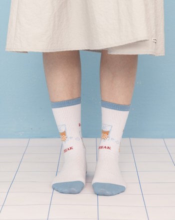 珍奶補給QQ撞色長襪(兩色)