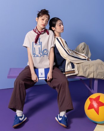 PIXAR系列 毛怪&大眼仔牙刷繡落肩短版T恤