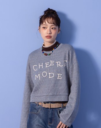 A｜CHEERS MODE針織紋理短版大學T(兩色)