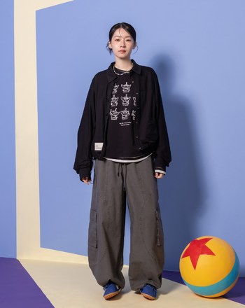 雙面穿抽繩微皺彎刀袖防風外套(兩色)
