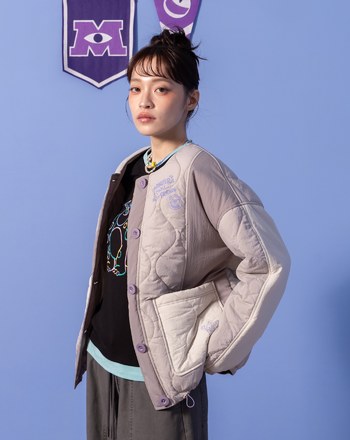 PIXAR系列 哇！大眼仔拼色抽繩蓄熱絎縫外套