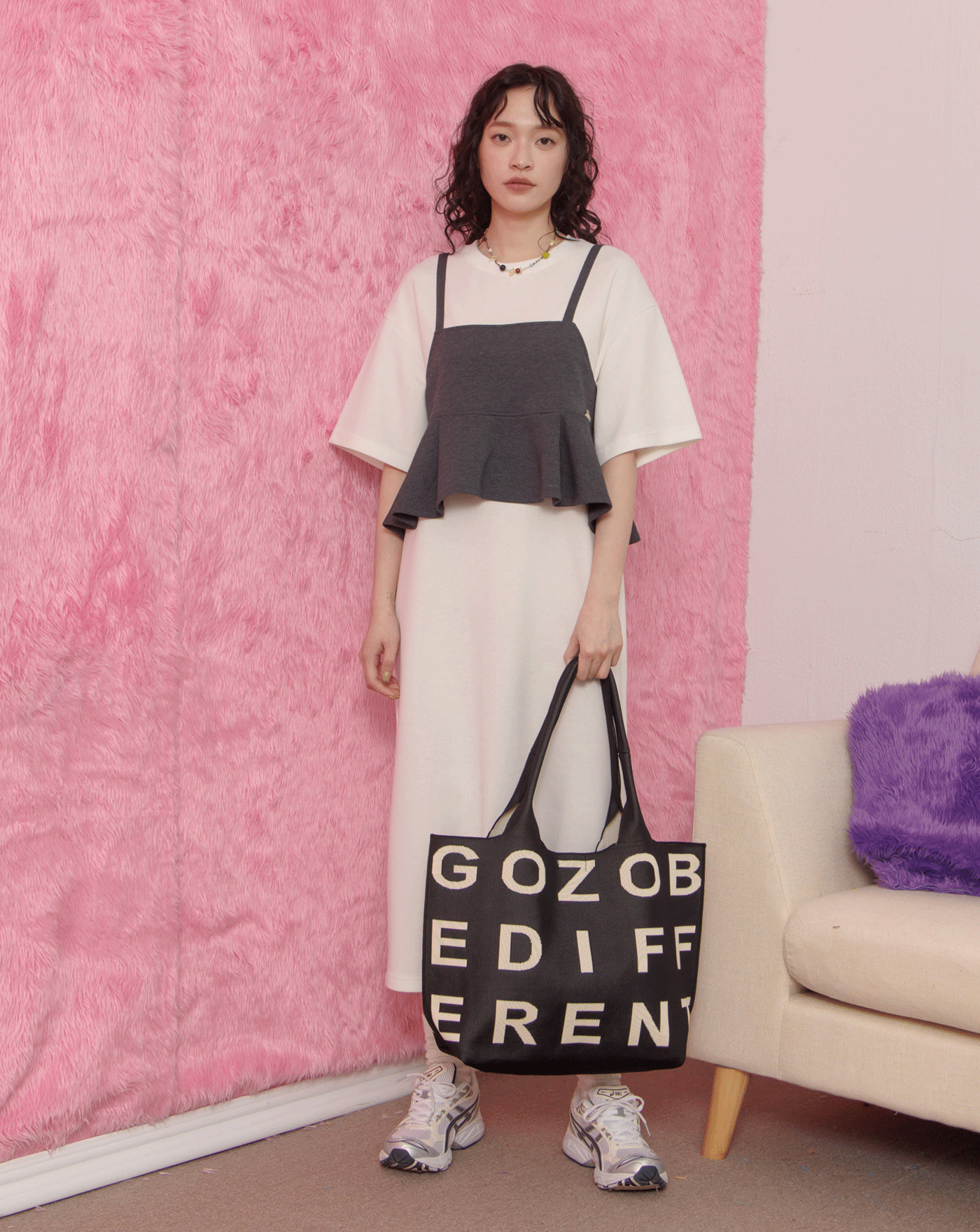 荷葉綁帶背心兩件式洋裝(兩色)