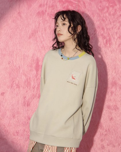 ➤【新年限定】馬上有錢側邊剪裁大學T(兩色)