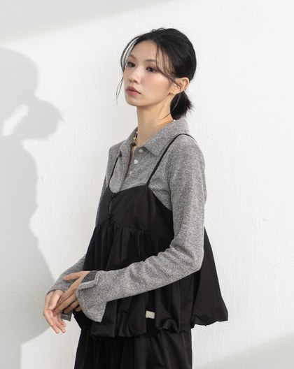 天絲抗皺立體花苞造型背心(兩色)