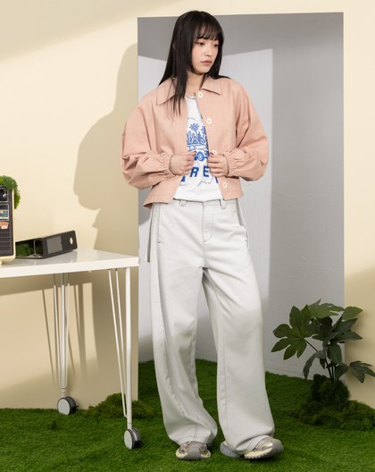 水洗大寬袖後壓褶廓型外套(兩色)